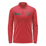 Custom Red Green Long Sleeve Polo Shirt