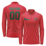 Custom Red Green Long Sleeve Polo Shirt
