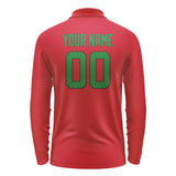 Custom Red Emerald Green Long Sleeve Polo Shirt