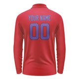 Custom Red Light Purple Long Sleeve Polo Shirt