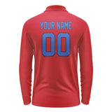 Custom Red Sky Blue Long Sleeve Polo Shirt
