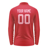 Custom Red Light Pink Long Sleeve Polo Shirt