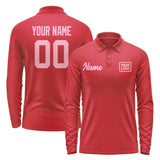 Custom Red Light Pink Long Sleeve Polo Shirt