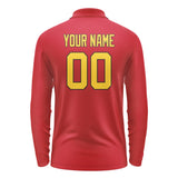 Custom Red Gold Long Sleeve Polo Shirt
