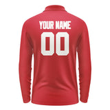 Custom Red White Long Sleeve Polo Shirt
