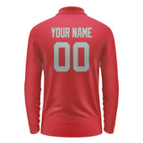 Custom Red Gray Long Sleeve Polo Shirt