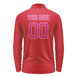 Custom Red Pink Long Sleeve Polo Shirt