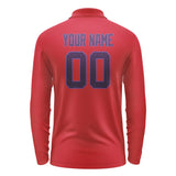 Custom Red Purple Long Sleeve Polo Shirt