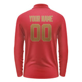 Custom Red Khaki Long Sleeve Polo Shirt
