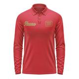 Custom Red Khaki Long Sleeve Polo Shirt