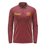 Custom Crimson Red Yellow Long Sleeve Polo Shirt