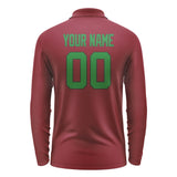 Custom Crimson Red Emerald Green Long Sleeve Polo Shirt