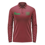 Custom Crimson Red Emerald Green Long Sleeve Polo Shirt