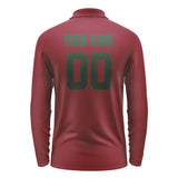 Custom Crimson Red Dark Green Long Sleeve Polo Shirt