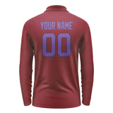 Custom Crimson Red Light Purple Long Sleeve Polo Shirt