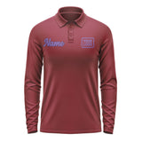 Custom Crimson Red Light Purple Long Sleeve Polo Shirt