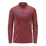 Custom Crimson Red Navy Long Sleeve Polo Shirt