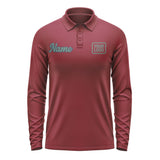 Custom Crimson Red Blue Green Long Sleeve Polo Shirt
