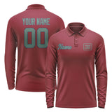 Custom Crimson Red Blue Green Long Sleeve Polo Shirt