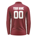 Custom Crimson Red White Long Sleeve Polo Shirt