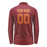 Custom Crimson Red Orange Long Sleeve Polo Shirt