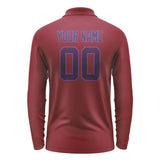 Custom Crimson Red Purple Long Sleeve Polo Shirt