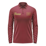 Custom Crimson Red Khaki Long Sleeve Polo Shirt