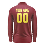 Custom Crimson Red Light Yellow Long Sleeve Polo Shirt