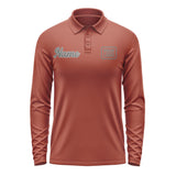 Custom Coral Red Dark Grey Long Sleeve Polo Shirt