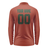 Custom Coral Red Dark Green Long Sleeve Polo Shirt