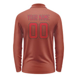 Custom Coral Red Red Long Sleeve Polo Shirt