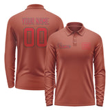 Custom Coral Red Red Long Sleeve Polo Shirt