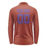 Custom Coral Red Light Purple Long Sleeve Polo Shirt