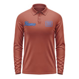 Custom Coral Red Sky Blue Long Sleeve Polo Shirt