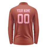 Custom Coral Red Light Pink Long Sleeve Polo Shirt