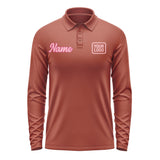 Custom Coral Red Light Pink Long Sleeve Polo Shirt