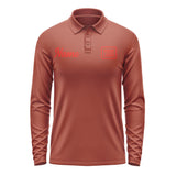 Custom Coral Red Orange Red Long Sleeve Polo Shirt