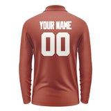 Custom Coral Red White Long Sleeve Polo Shirt
