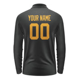 Custom Black Yellow Long Sleeve Polo Shirt