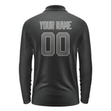 Custom Black Dark Grey Long Sleeve Polo Shirt