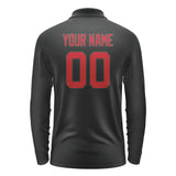 Custom Black Red Long Sleeve Polo Shirt