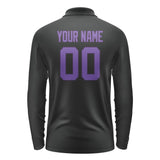 Custom Black Light Purple Long Sleeve Polo Shirt