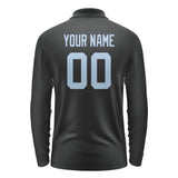 Custom Black Light Blue Long Sleeve Polo Shirt