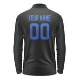Custom Black Sky Blue Long Sleeve Polo Shirt