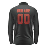 Custom Black Coral Red Long Sleeve Polo Shirt