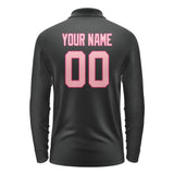 Custom Black Light Pink Long Sleeve Polo Shirt