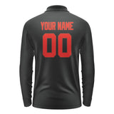 Custom Black Orange Red Long Sleeve Polo Shirt