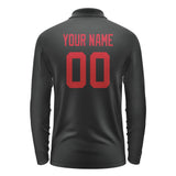 Custom Black Red Long Sleeve Polo Shirt