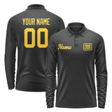 Custom Black Gold Long Sleeve Polo Shirt