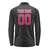 Custom Black Pink Long Sleeve Polo Shirt